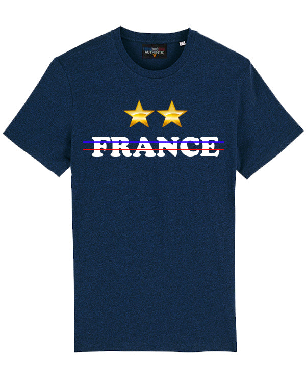 T-shirt bleu "France CDM deux étoiles"
