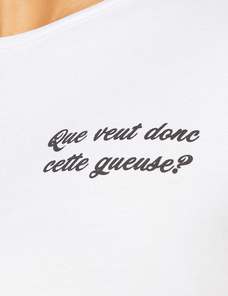 T-shirt Blanc "Que veut donc cette gueuse?" - Frenchcool
