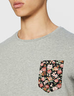 T-shirt Gris Fleur Roses et Noir - Frenchcool