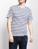 T-shirt Blanc à rayures bleues style "Marinière"