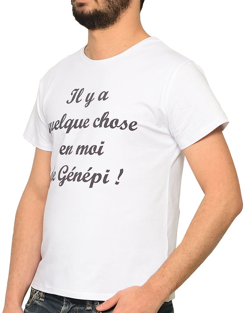 T-shirt Blanc "Il y a qqch en moi de Génépi"