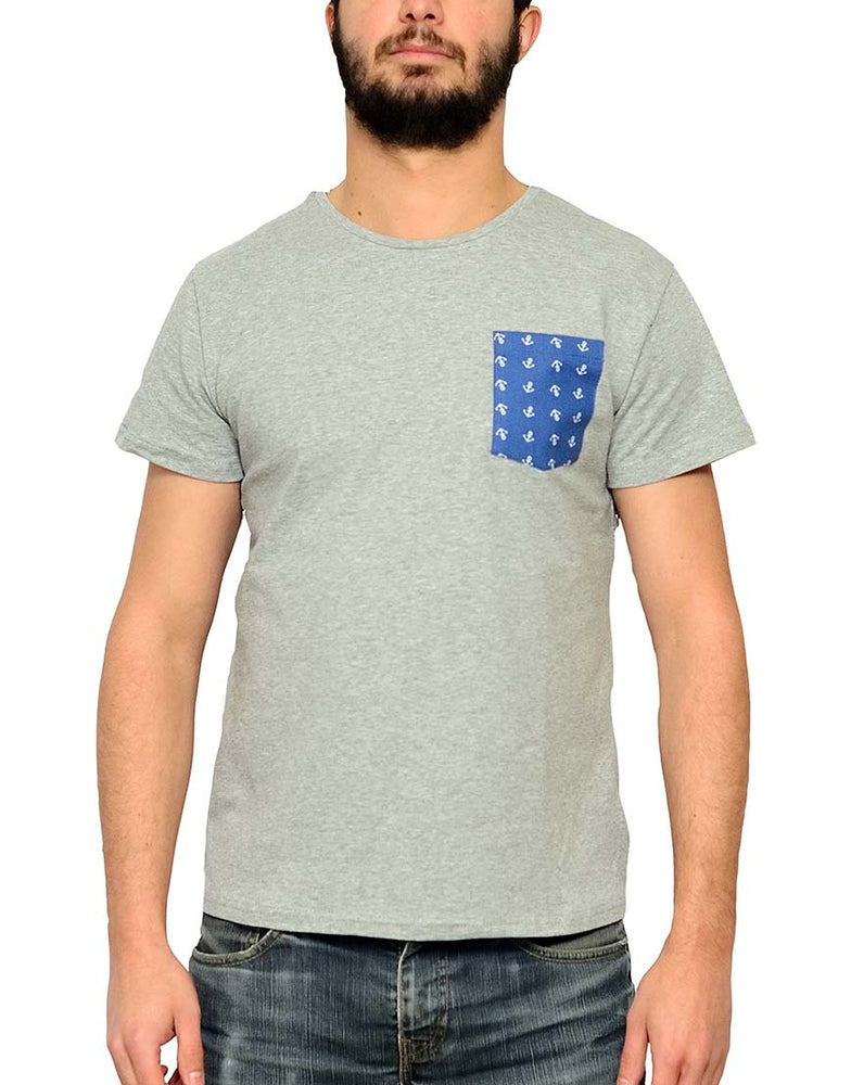T-shirt Gris poche "Encre Bleue" ⚓ - Frenchcool