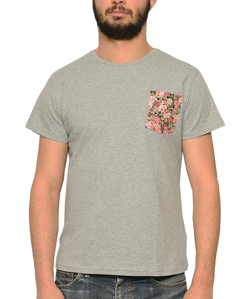 T-shirt Gris Poche "Florale" 🌹 - Frenchcool