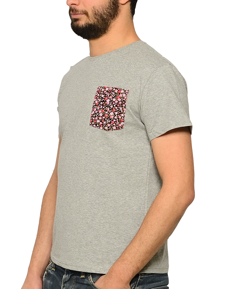 T-shirt Gris poche "Florale 1" - Frenchcool