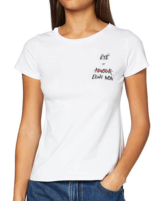 T-shirt Blanc "Eté = Amour Euh non"
