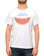 T-shirt Blanc "Pastèque par temps bleu" 🍉 - Frenchcool