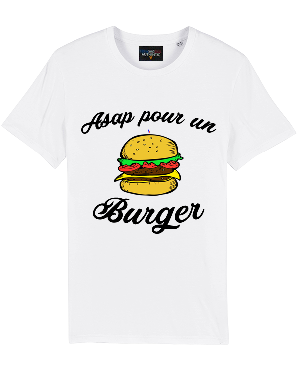 T-shirt Blanc "Asap pour un Burger" 🍔