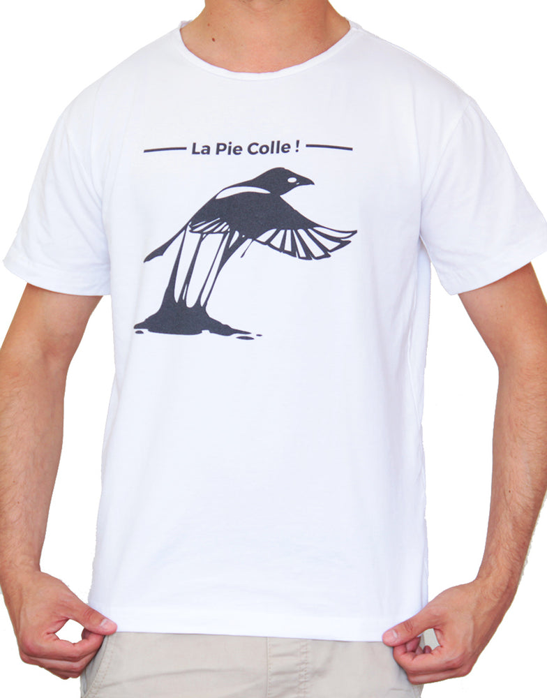 T-shirt Blanc "La Pie colle !" 🐦 - Frenchcool