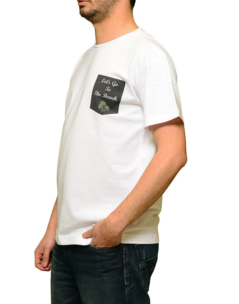 T-shirt Blanc Poche "Let's go to the beach"